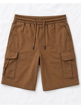 Students Brown Cargo Shorts Men’s XL Elastic Waist Drawstring Utility